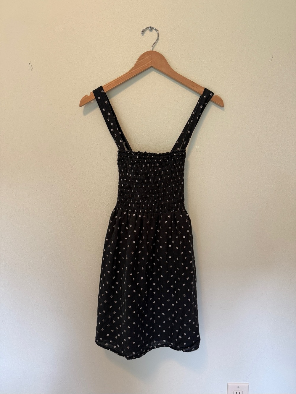 American Eagle Outfitters Black Mini Dress with White Floral Dots